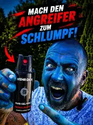 Mach den Angreifer zum Schlumpf mit Wehr Dich Spray
